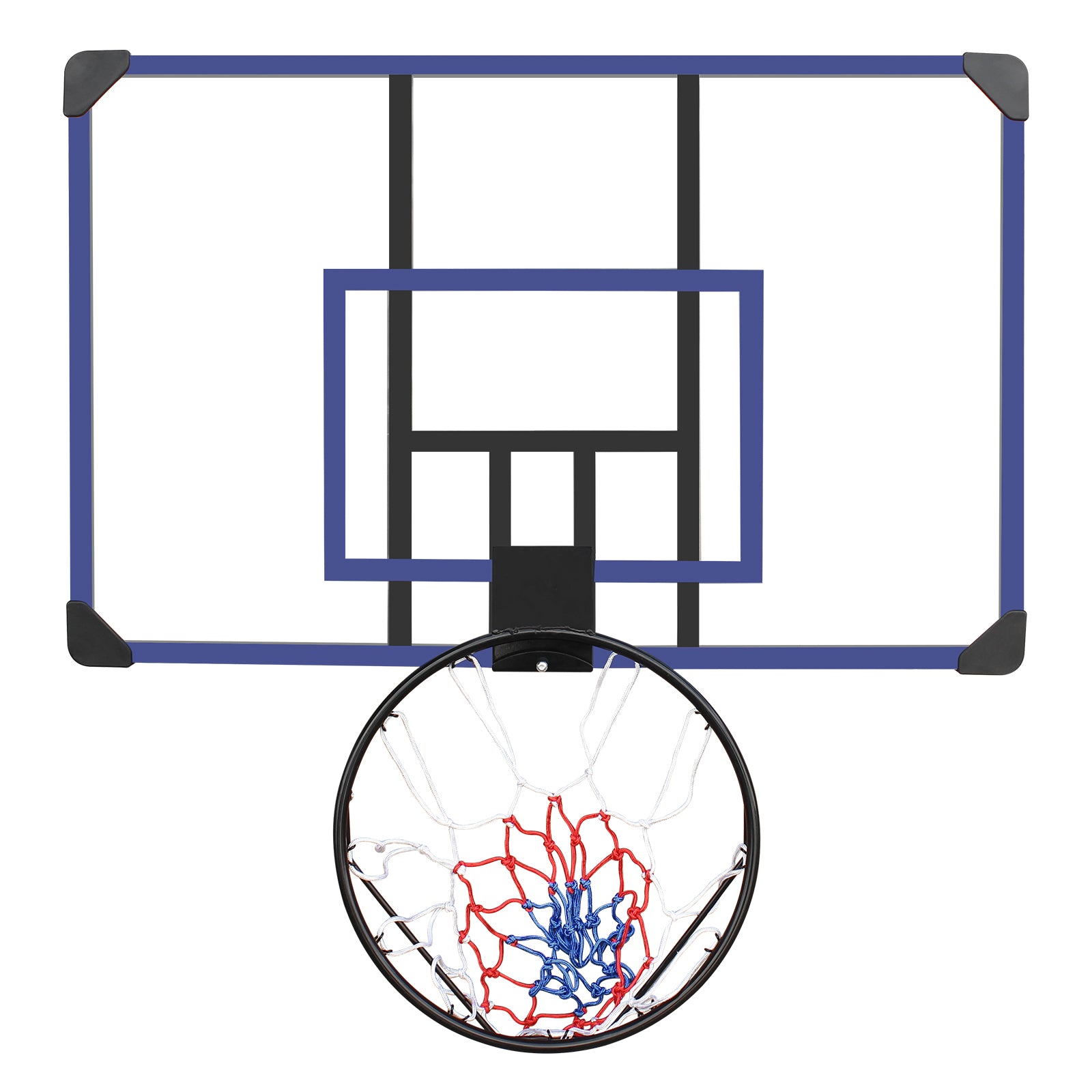 Wall Mounted Basketball Hoop, 45 X 29 Inches Shatterproof Back, Folding Hoop, Durable Hoop And All Weather Mesh For Indoor And Outdoor Use Black Blue Iron