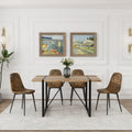Mdf Wood Colour Dining Table And Modern Dining Chairs Set Of 4, Mid Century Wooden Kitchen Table Set, Metal Base & Legs, Dining Room Table And Suede Chairs Natural Wood Dining Room Mid Century Modern Mdf Mdf