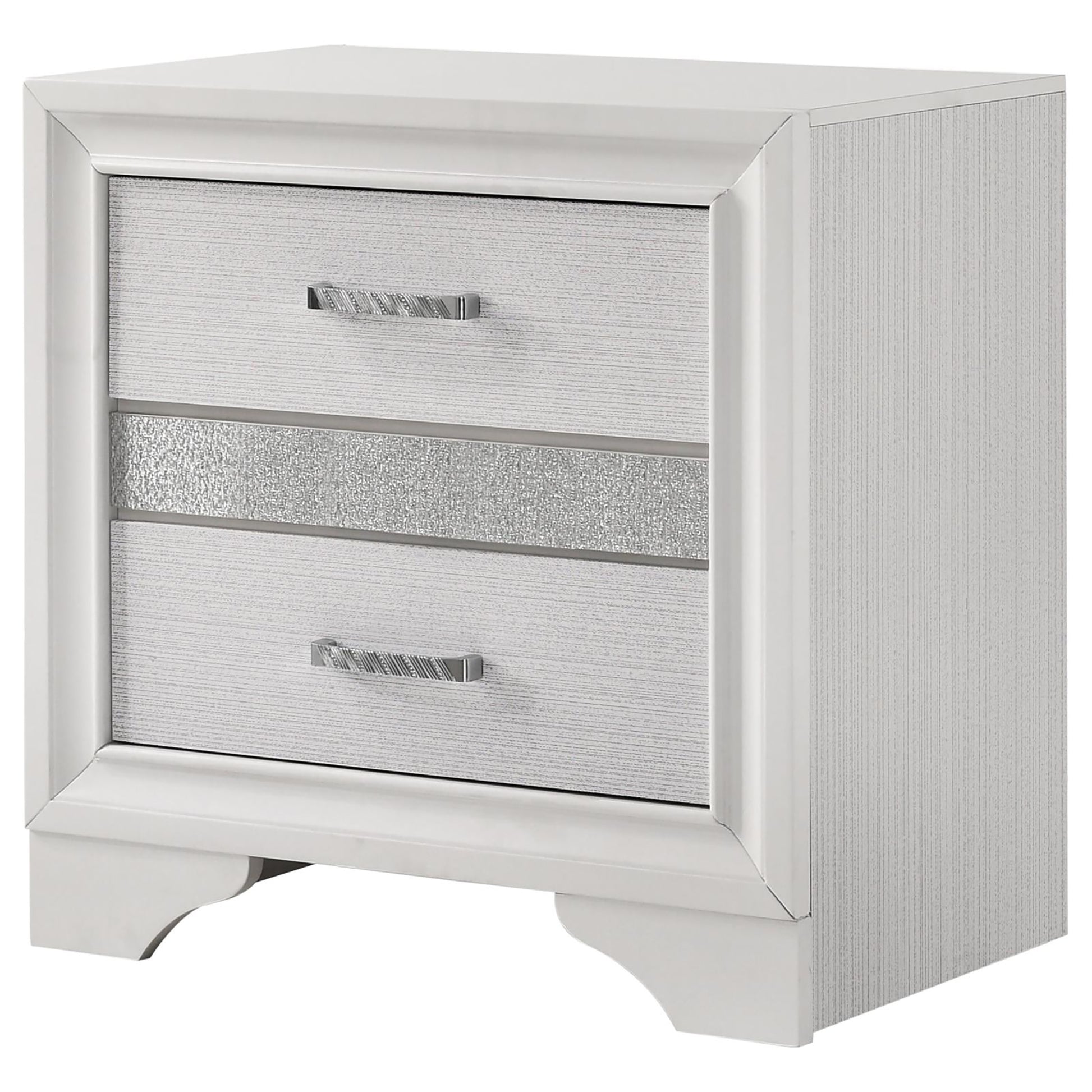 White 2 Drawer Nightstand With Hidden Jewelry Tray White White 2 Drawers Bedroom Drawer Storage Contemporary,Modern Rubberwood Felt Lined Drawers White Wood