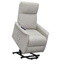 Beige Upholstered Power Lift Recliner With Wired Remote Beige Polyester Power Remote Wood Primary Living Space Medium Firm Cushion Back Contemporary,Modern Flared Arms Foam Fabric