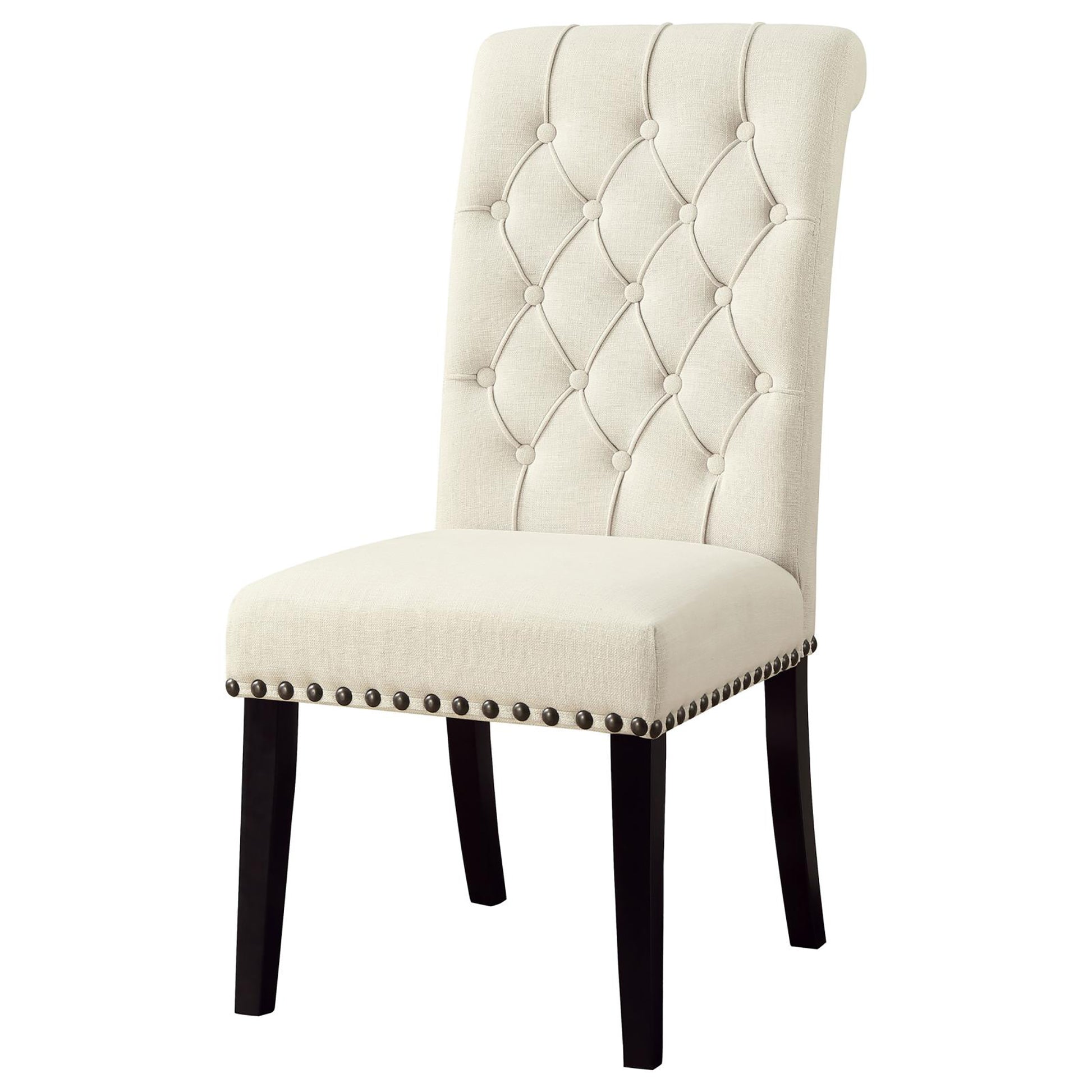 Beige Tufted Side Chairs Set Of 2 Solid Beige Espresso Dining Room Foam Spot Clean Transitional Side Chair Rubberwood Tufted Back Foam Fabric