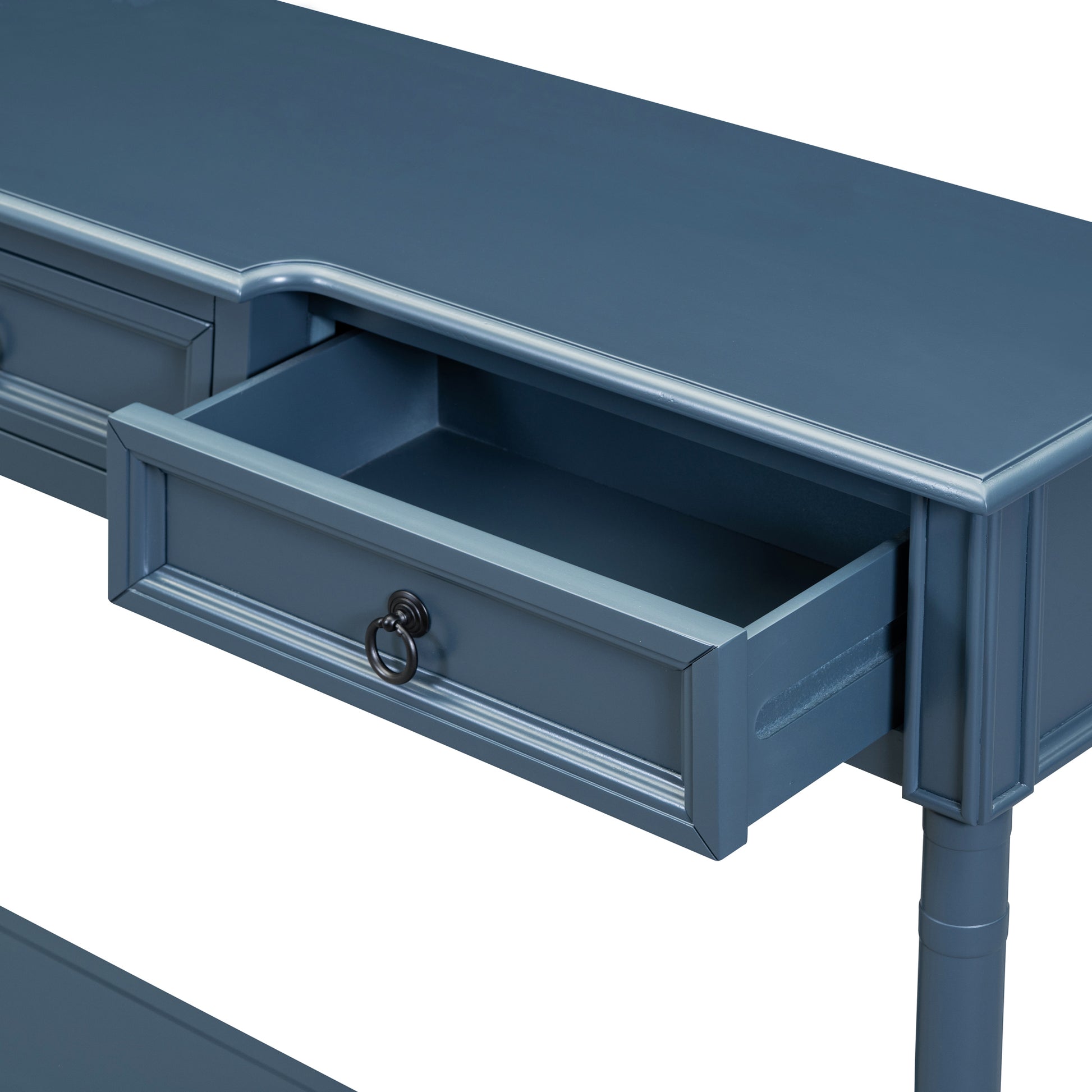 Console Table Sofa Table With Drawers For Entryway With Projecting Drawers And Long Shelf Antique Navy, Old Sku: Wf189574Aam Antique Navy Solid Wood Mdf