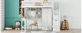 Full Size Loft Bed With Bookshelf,Drawers,Desk,And Wardrobe White Full White Solid Wood