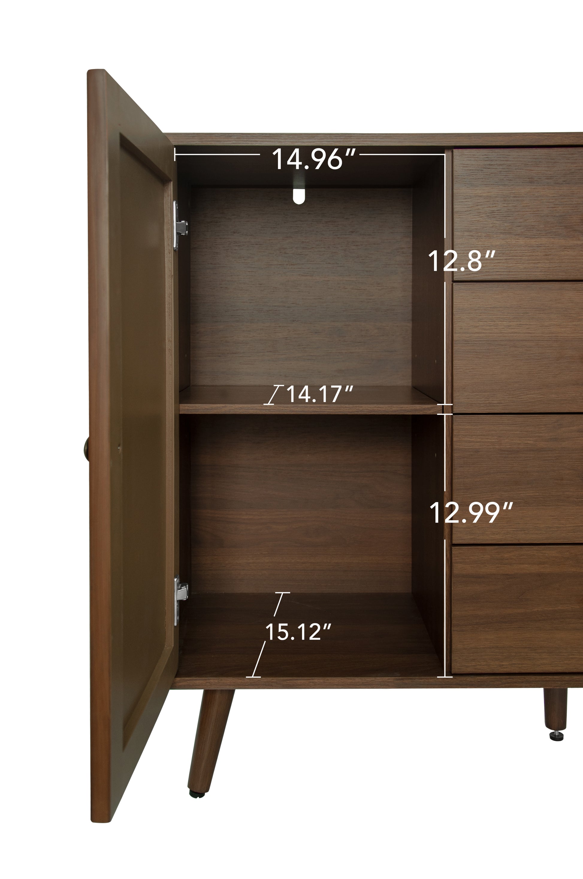 2 Door 4 Drawer Cabinet, Suitable For Bedroom, Living Room, Study Walnut Particle Board