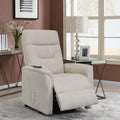 Beige Upholstered Power Lift Recliner With Storage Pocket Beige Chenille Power Remote Wood Primary Living Space Medium Firm Cushion Back Contemporary,Modern Square Arms Foam Fabric