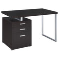 Cappuccino 3 Drawer Reversible Office Desk Cappuccino Brown Computer Desk Office Contemporary,Modern Rectangular Drawers Desk Wood Sled