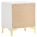 White And Gold 2 Drawer Rectangular Nightstand White White 2 Drawers Bedroom Drawer Storage Glam Rubberwood Dovetail Joints White Wood