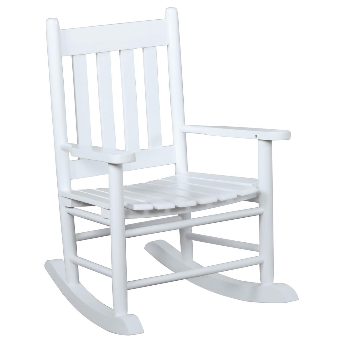 White Slat Back Youth Rocking Chair White White Primary Living Space Wipe Clean Transitional Rocking Chairs Acacia Slat Back Wood