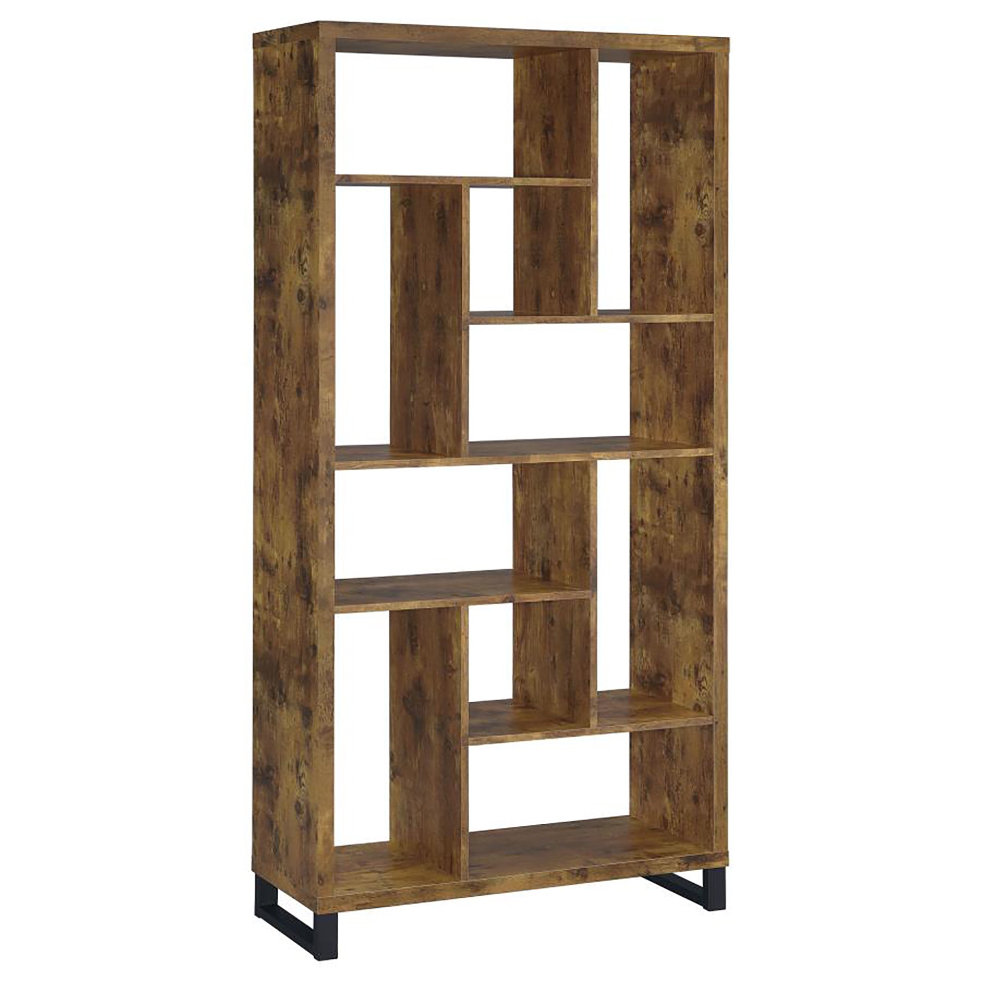 Antique Nutmeg 6 Tier Rectangular Bookcase 8 Or More Brown Brown Geometric Vertical Office Wood Open Back Farmhouse,Rustic Wood