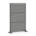 Metal Privacy Screens And Panels With Free Standing, Freestanding Outdoor Indoor Privacy Screen, Decorative Privacy Screen For Balcony Patio Garden, Semi Circular Shape Black Steel