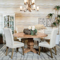 Oatmeal And Vineyard Oak Tufted Back Parson Chairs Set Of 2 Solid Beige Light Brown Dining Room Foam Spot Clean Farmhouse,Rustic Side Chair Rubberwood Tufted Back Foam Fabric