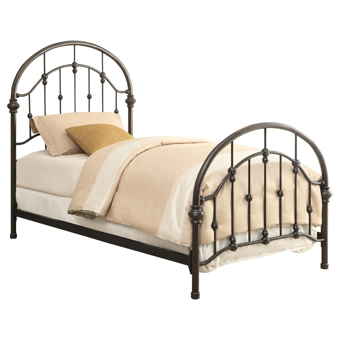 Dark Bronze Metal Twin Bed Box Spring Required Twin Bronze Metal Bedroom Traditional Bed Frame Metal