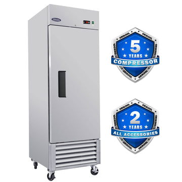 Orikool 27" Commercial Refrigerator 23 Cu.Ft With 1 Solid Door Reach In Refrigerators Stainless Steel Etl Approved Upright Fridge Storage Silver American Design Aluminium Stainless Steel