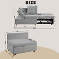 4 In 1 Convertible Sofas & Couches, Single Extendable Sofa With 6 Position Adjustable Back, Sofa Bed With 2 Pillows, Light Gray Light Gray Linen Armless Wood Fabric 1 Seat