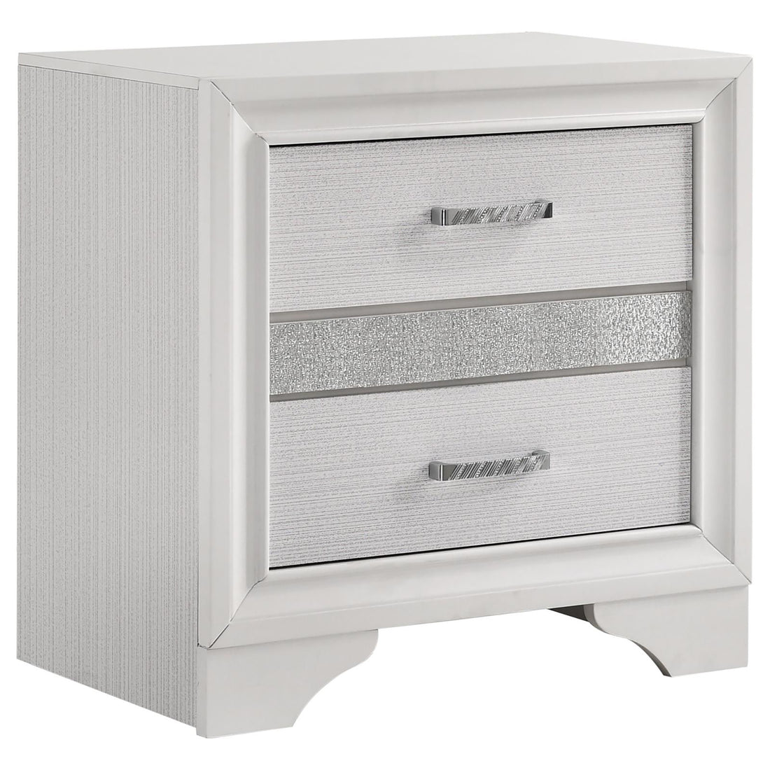 White 2 Drawer Nightstand With Hidden Jewelry Tray White White 2 Drawers Bedroom Drawer Storage Contemporary,Modern Rubberwood Felt Lined Drawers White Wood