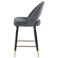 Grey And Black Open Back Counter Height Stools Set Of 2 Solid Grey Dining Room Foam Spot Clean Glam Bar Stools Open Back Foam Velvet