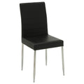 Black And Chrome Upholstered Dining Chairs Set Of 4 Solid Black Dining Room Foam Spot Clean Contemporary,Modern Side Chair Tufted Back Foam Faux Leather