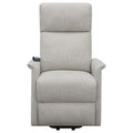 Beige Upholstered Power Lift Recliner With Wired Remote Beige Polyester Power Remote Wood Primary Living Space Medium Firm Cushion Back Contemporary,Modern Flared Arms Foam Fabric