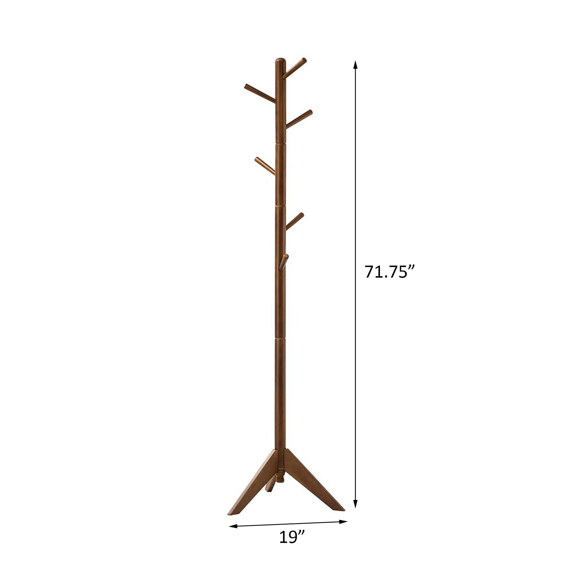 Walnut 6 Hook Coat Rack Walnut Brown Primary Living Space Contemporary,Modern Rubberwood Wood