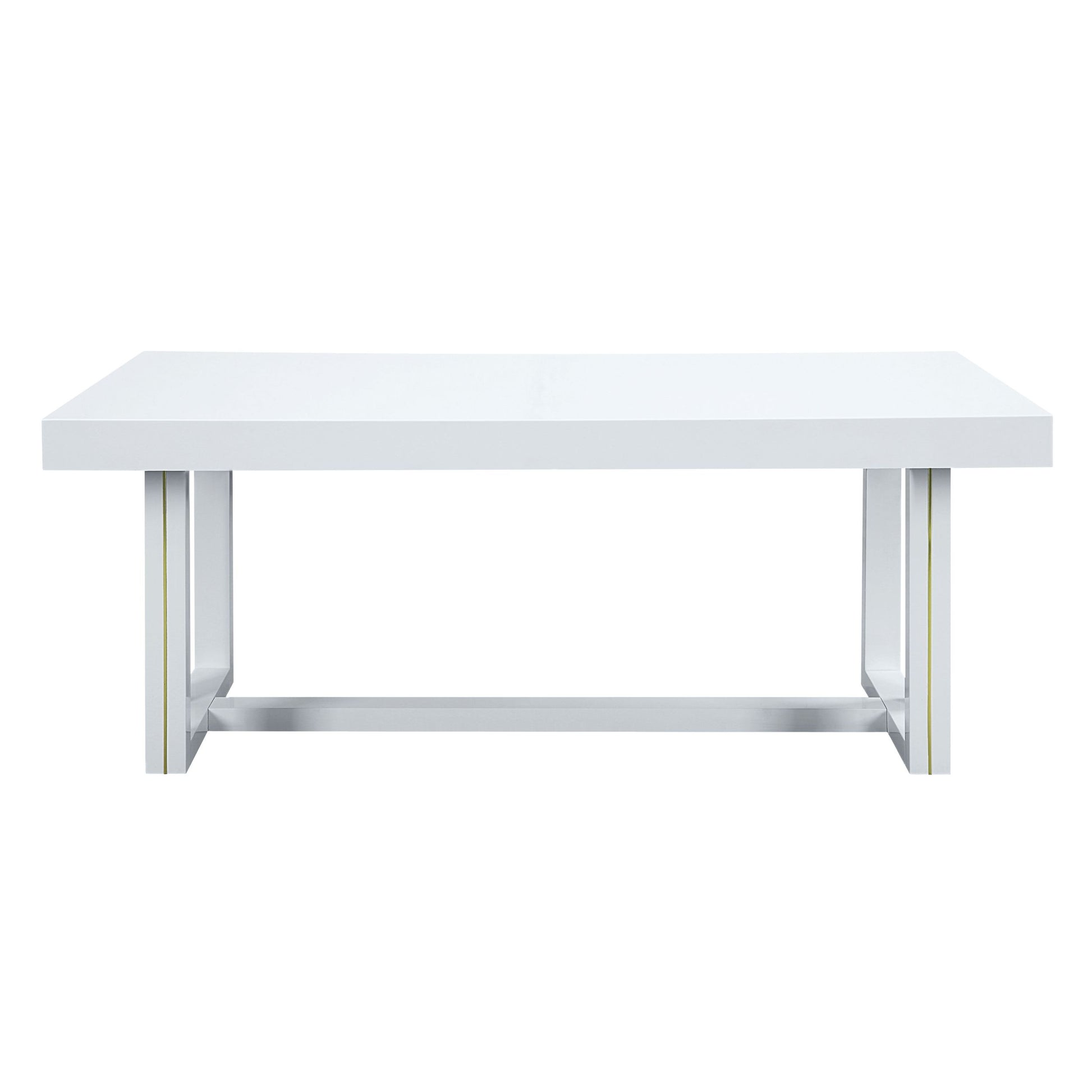 Paxley Dining Table, White High Gloss Finish Dn01610 White Mdf