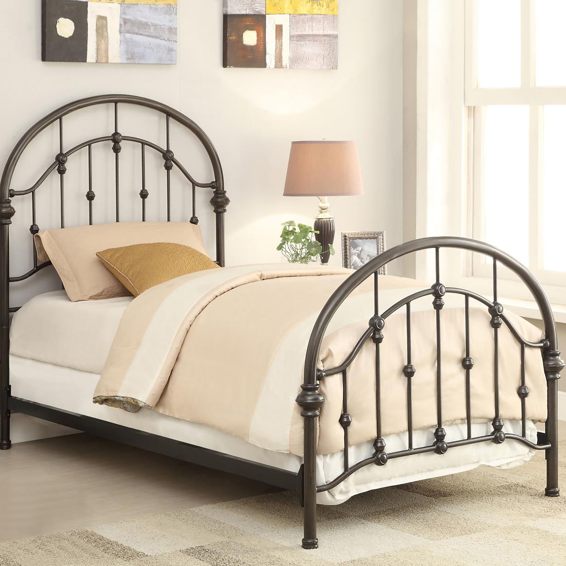 Dark Bronze Metal Twin Bed Box Spring Required Twin Bronze Metal Bedroom Traditional Bed Frame Metal