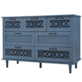 7 Drawer Cabinet, American Furniture, Suitable For Bedroom, Living Room, Study Blue Particle Board