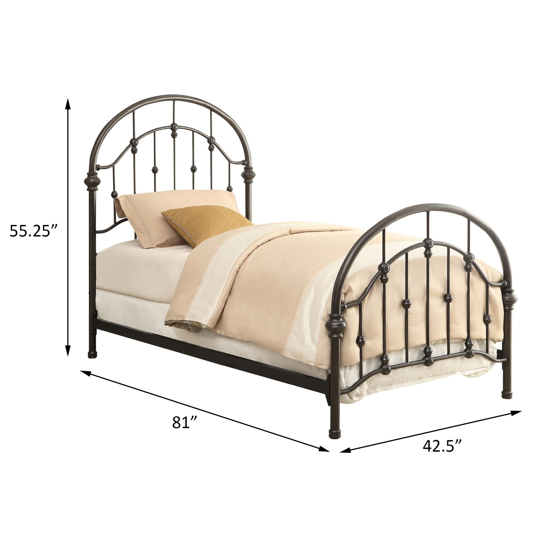 Dark Bronze Metal Twin Bed Box Spring Required Twin Bronze Metal Bedroom Traditional Bed Frame Metal