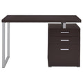 Cappuccino 3 Drawer Reversible Office Desk Cappuccino Brown Computer Desk Office Contemporary,Modern Rectangular Drawers Desk Wood Sled