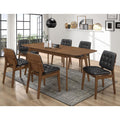 Black And Natural Walnut Tufted Back Side Chairs Set Of 2 Solid Black Brown Dining Room Foam Spot Clean Mid Century Modern Side Chair Walnut Tufted Back Foam Faux Leather