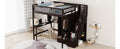 Full Size Loft Bed With Bookshelf,Drawers,Desk,And Wardrobe Espresso Full Espresso Solid Wood