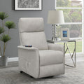 Beige Upholstered Power Lift Recliner With Wired Remote Beige Polyester Power Remote Wood Primary Living Space Medium Firm Cushion Back Contemporary,Modern Flared Arms Foam Fabric