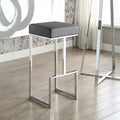 Grey And Chrome Upholstered Bar Stool Solid Grey Dining Room Foam Spot Clean Square Contemporary,Modern Bar Stools Foam Faux Leather