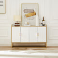 Modern Kitchen Buffet Storage Cabinet Cupboard White Gloss With Metal Legs For Living Room Kitchen Golden White Foam Mdf