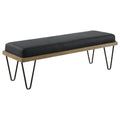 Dark Blue And Black Upholstered Bench Dark Blue Rectangular Black Mid Century Modern Backless Wood Foam Fabric