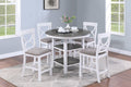 Counter Height Dining Table W Storage Shelve 4X Chairs Padded Seat Unique Design Back 5Pc Dining Set White Color Wood White Seats 4 White Dining Room Contemporary,Modern Round Dining Table With Chair Rubber Wood