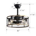 20 Inch Industrial Caged With 7 Abs Blades Remote Control, Small Reversible Dc Motor Black Abs Steel Q235