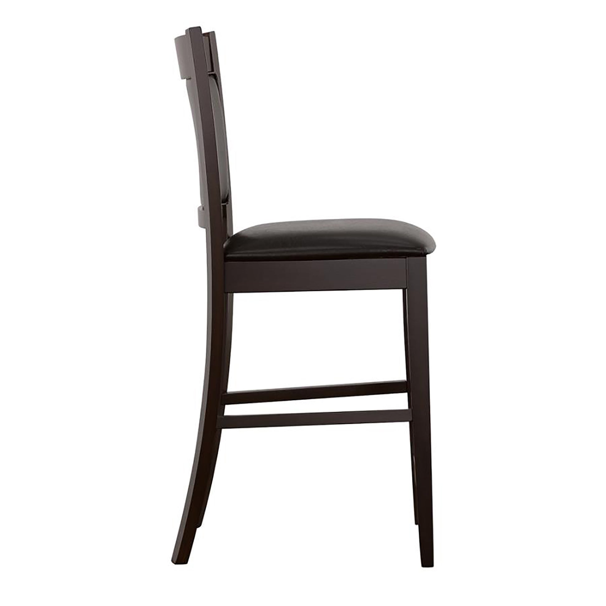 Black And Espresso Upholstered Counter Height Stools Set Of 2 Solid Black Espresso Dining Room Foam Spot Clean Transitional Bar Stools Rubberwood Open Back Foam Faux Leather