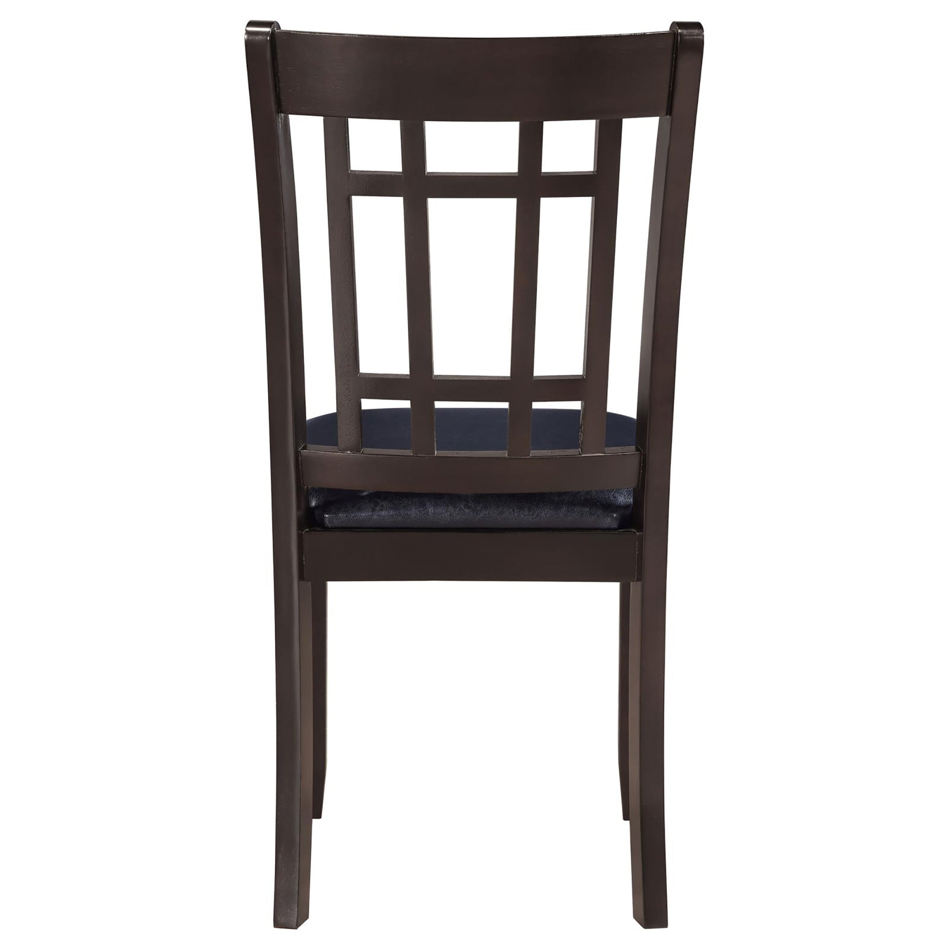 Espresso And Black Lattice Back Side Chairs Set Of 2 Solid Brown Espresso Dining Room Foam Spot Clean Transitional Side Chair Rubberwood Open Back Foam Faux Leather