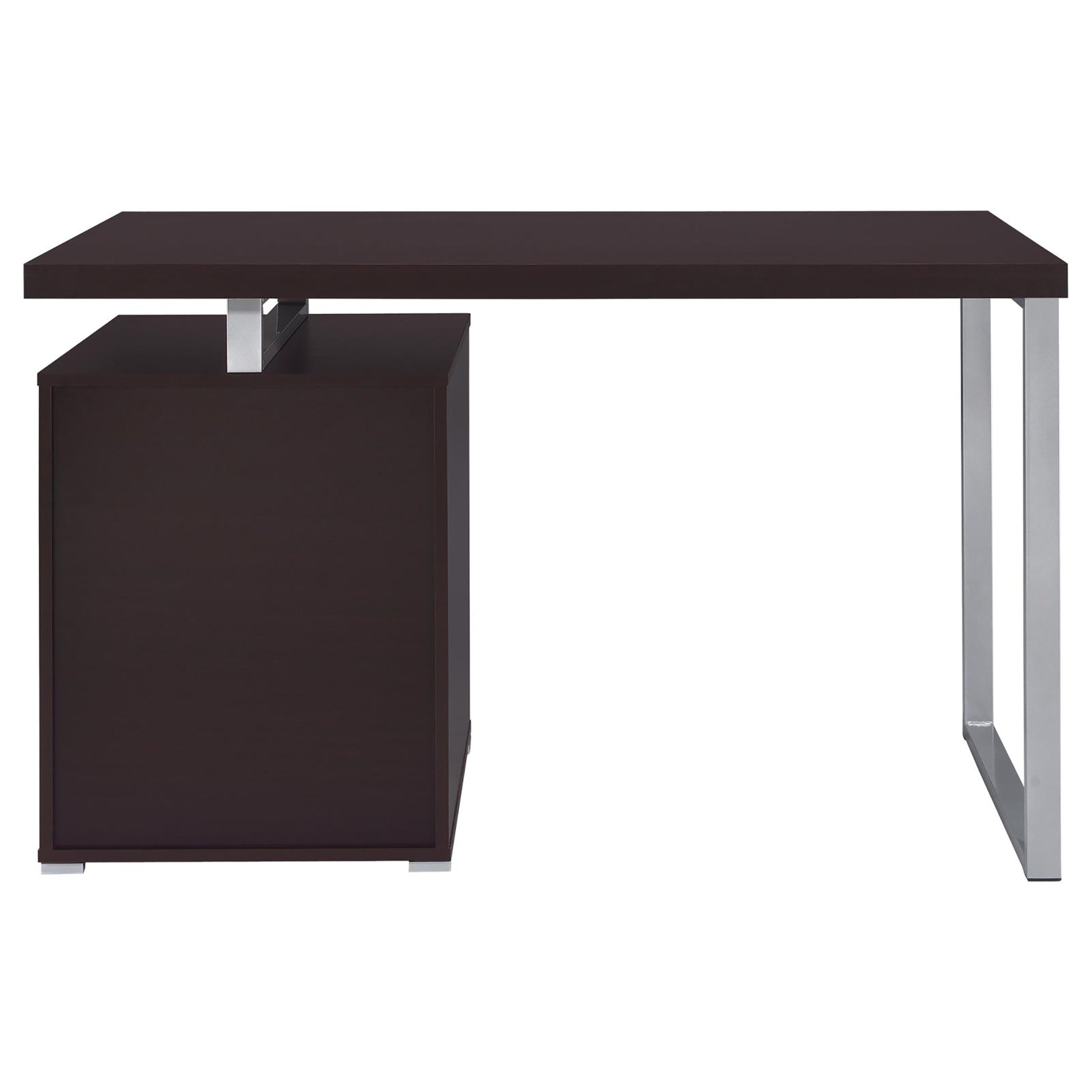 Cappuccino 3 Drawer Reversible Office Desk Cappuccino Brown Computer Desk Office Contemporary,Modern Rectangular Drawers Desk Wood Sled