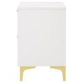 White And Gold 2 Drawer Rectangular Nightstand White White 2 Drawers Bedroom Drawer Storage Glam Rubberwood Dovetail Joints White Wood