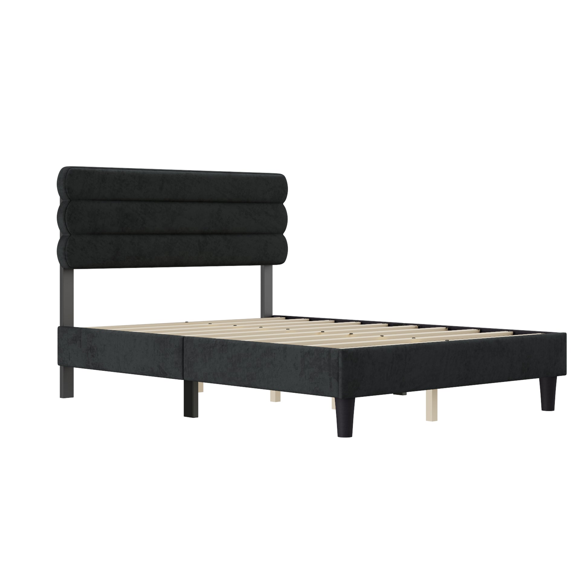 Queen Bed Frame With Headboard,Sturdy Platform Bed With Wooden Slats Support,No Box Spring,Mattress Foundation,Easy Assembly Dark Grey Dark Grey Wood