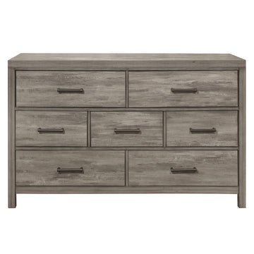 Rustic Style Bedroom Dresser Of 7 Drawers Weathered Gray Finish Premium Melamine Laminate Wooden Furniture 1Pc Gray Bedroom Rustic,Transitional Wood