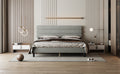 King Bed Frame With Headboard,Sturdy Platform Bed With Wooden Slats Support,No Box Spring,Mattress Foundation,Easy Assembly Light Grey Wood