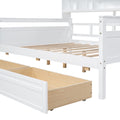 Full Size Daybed, Wood Slat Support, With Bedside Shelf And Two Drawers, White White Solid Wood Mdf