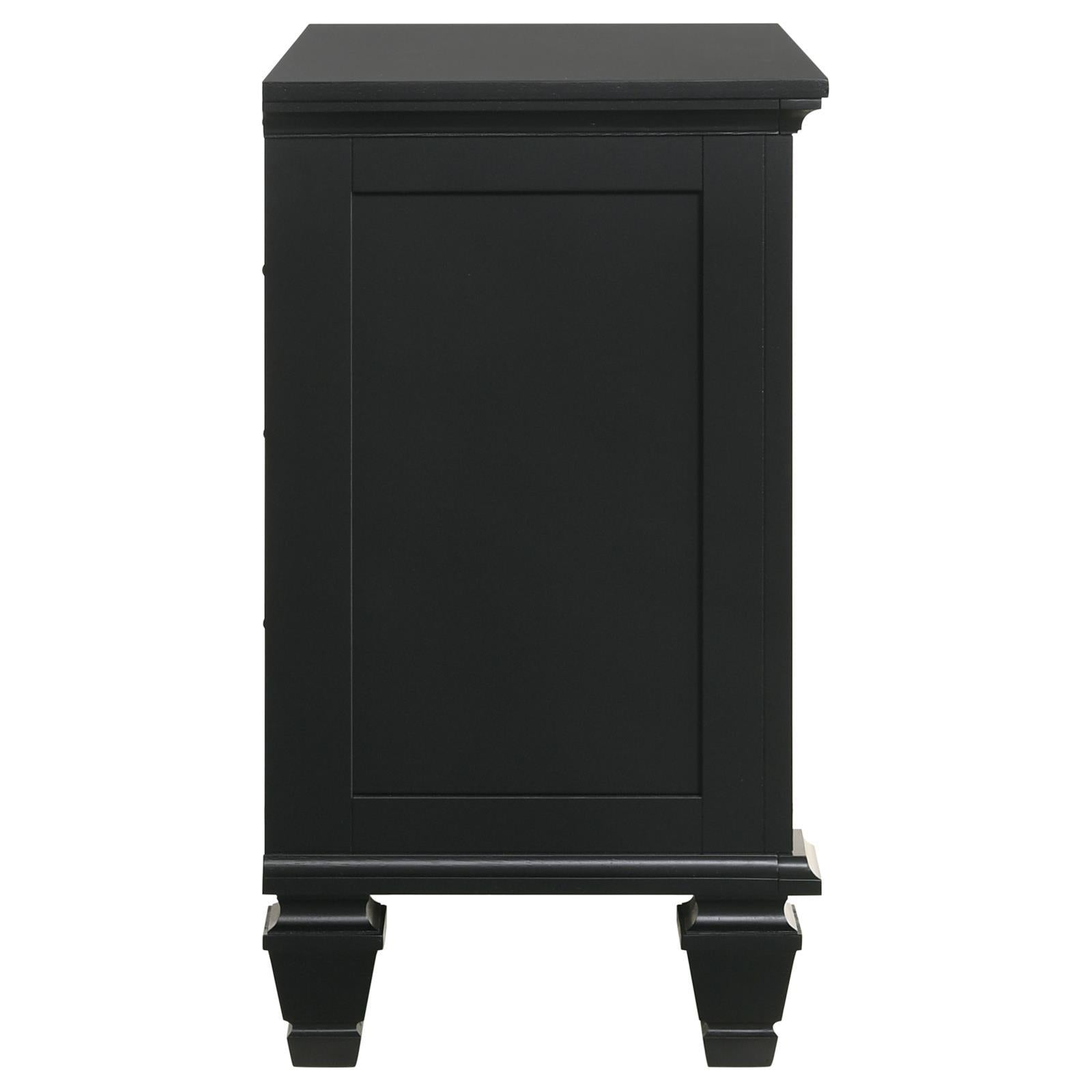 Black 3 Drawer Nightstand With Pull Out Tray Black 3 Drawers Bedroom Drawer Storage Coastal Rubberwood Felt Lined Drawers Black Wood