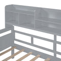 Full Size Daybed, Wood Slat Support, With Bedside Shelf And Two Drawers, Gray Gray Solid Wood Mdf