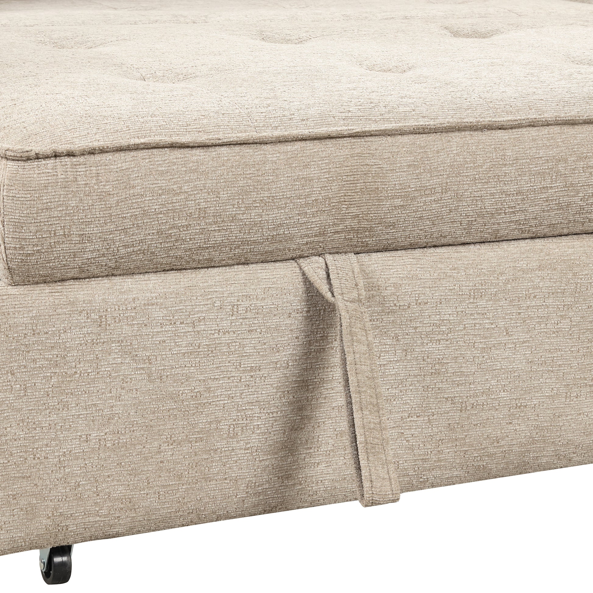 104.5" Modern L Shape 3 Seat Reversible Sectional Couch, Pull Out Sleeper Sofa With Storage Chaise And 2 Stools For Living Room Furniture Set, Cream Cream Foam Chenille 3 Seat