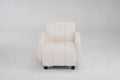 Modern Fabric Upholstered Armchair With Upholstered Reading Chair, Single Sofa, Living Room, Bedroom, Bed, Office Lounge Club Chair, Teddy Velvet White Aluminum