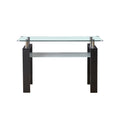 Black Mdf Console Table, Tempered Glass Top, Modern Foyer Area Table Black Mdf