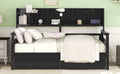 Twin Size Daybed, Wood Slat Support, With Bedside Shelves And Two Drawers, Espresso Espresso Solid Wood Mdf